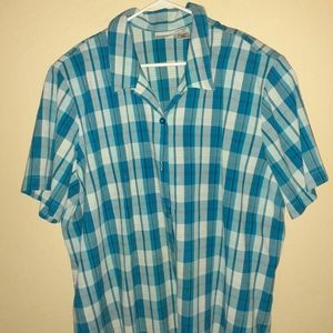 Blue Plaid Button Down Top